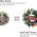 TEMPUS 20 inch Mardi Gras Purple and Green Glitter Wreath for Carnival Front Door and Party Decorations, Mardi Gras Party Home Decor Wreath with Mardi Gras Sign, Indoor and Outdoor Glitter Party Wreat