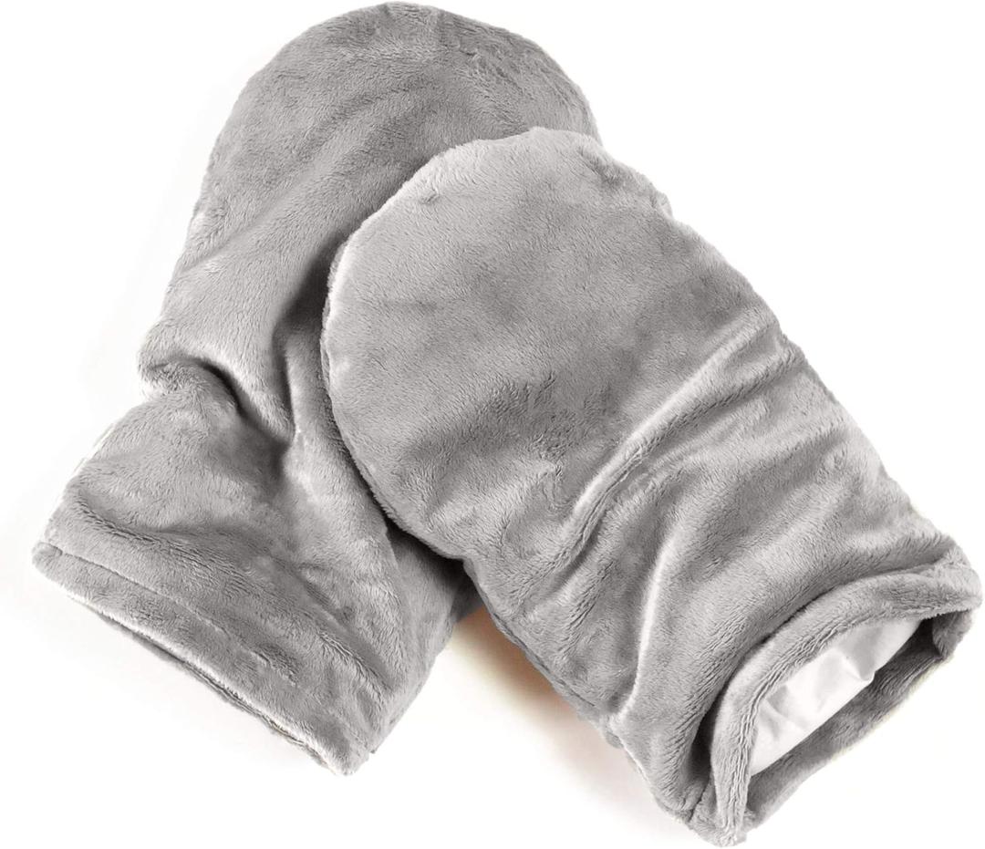 Mars Wellness Heated Microwavable Mitts - Herbal Hot/Cold Deep Penetrating Herbal Aromatherapy Therapy Mittens with Flaxseed and Herbs - Trigger Finger, Inflammation, Carpal Tunnel - Charcoal (Charcoal)