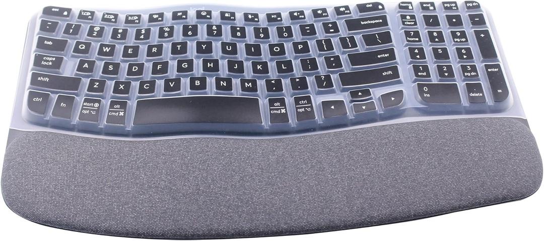 Silicone Keyboard Skin Cover Compatible for 2023 Logitech Wave Keys Wireless Ergonomic Keyboard & Logitech Wave Keys MK670, Logitech Wave Keys Keyboard Protector (Black)