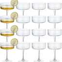 Martini Glasses set of 16, 10 oz Ribbed Coupe Glasses Champagne Coupe Glasses Set for WineMargarita Glass (Transparent)
