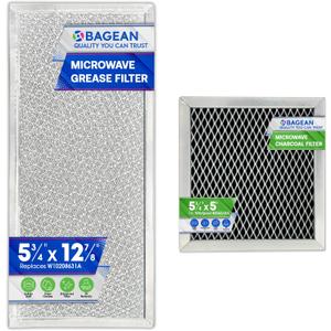 Bagean Grease Microwave Vent Filter W10208631A and Charcoal 8206230A Whirlpool Microwave Filter Replacement Combo Pack - Aluminum Mesh and Carbon Filters Refresh The Kitchen Stove Oven Air (1-Set)