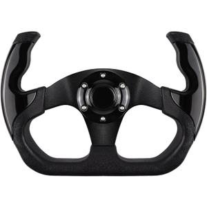 Universal Racing Steering Wheel, 6 Bolt Anti-Slip Leather and Aluminum Gaming Steering Wheel with Horn Button for Racing/Car Sim Driving/JDM Sports (Black)