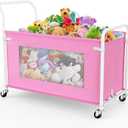 KEEGH Extra Large Toy Box for Kids with 360 Rotating Wheels, Heavy Duty Toy Chest for Boys and Girls, Toy Storage Organizer for Kids, Toy Bins for Living Room, Nursery, Bedroom (Pink)