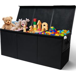 SoftOwl Extra Large Toy Storage Organizer with Lid  Sturdy, Collapsible Toy Chest Storage Box Design  Toys Bin with Dividers for Kids, Nursery, Bedroom, Playroom 37"x16"x14"