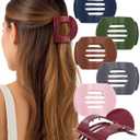 AWAYTR 6Pcs Flat Hair Clips for Women Strong Grip Curved Claw Clip for Thin Hair Non-slip Plastic Hair Barrettes (Navy + Burgundy + Gray + Pink + Orange + Green)