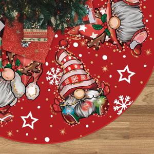 Christmas Tree Skirt Red Tree Skirt Glitter Gnomes Snowflake Xmas Winter Tree Skirt 36 Inch for Red Christmas Indoor Outdoor Decorations