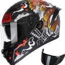 TRIANGLE Motorcycle Helmets Full face Helmet for Adults Men and Women Dual Visor with Internal Sunshield DOT Approved (Matte Golden, Large)
