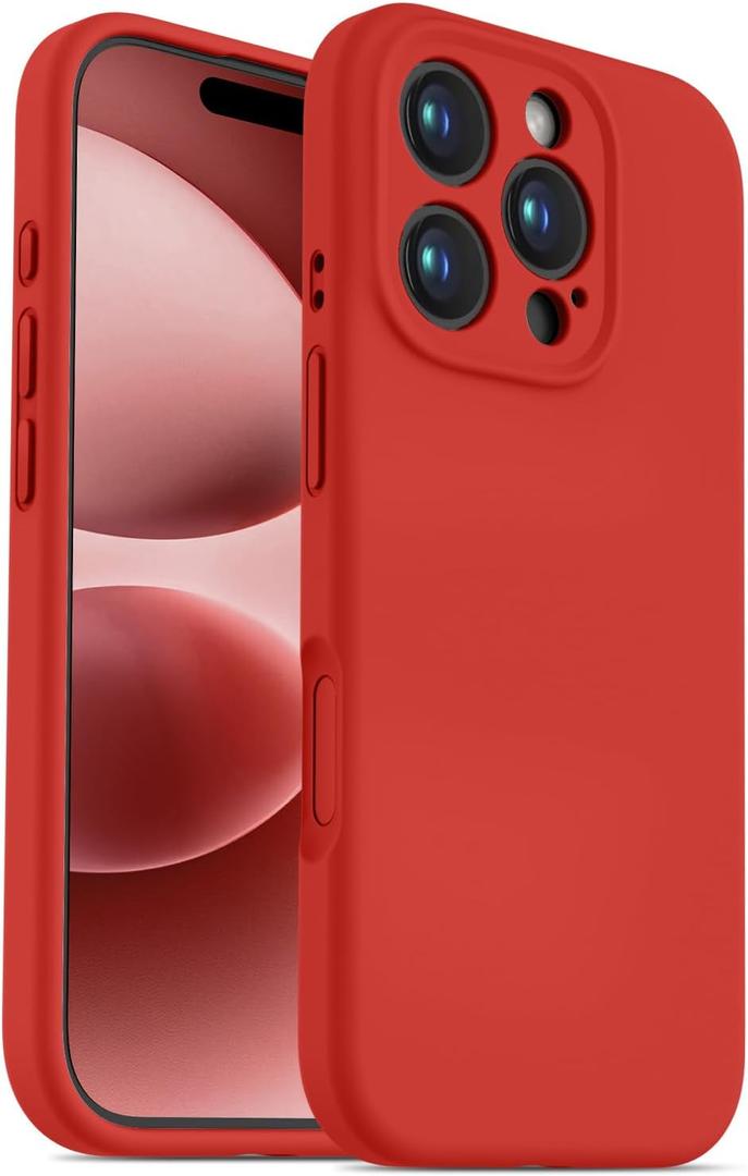 OTOFLY Designed for iPhone 16 Pro Case,[Camera Control Button Coverage][12FT Military-Grade Protection] Silicone Shockproof Slim Cover Women Men 16 Pro Phone Case 6.3 inch, Red