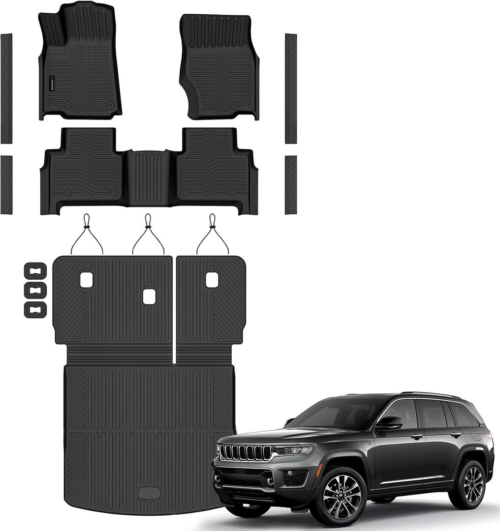 AUXKO Floor+Cargo+Backrest Mat Door Sill for Jeep Grand Cherokee 2022-2026