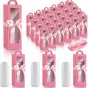 Ctosree 24 Pcs Tumbler Gift Box with Handle for 12oz 16oz 20oz 30oz Clear Wine Glass Gift Box Sublimation Tumblers Heat Press Blanks Bottle for Wrapping Packaging(Pink)