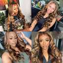 Veally Body Wave Highlight Lace Front Wigs for Black Women 13X4X1 HD Transparent Lace Front Wigs with Pre Plucked Natrural Hairline and Baby Hair for Women (Brown Mix Blonde)