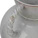9.25 Inches Stoneware Vase with Twisted Handles and Reactive Glaze, Cream Color