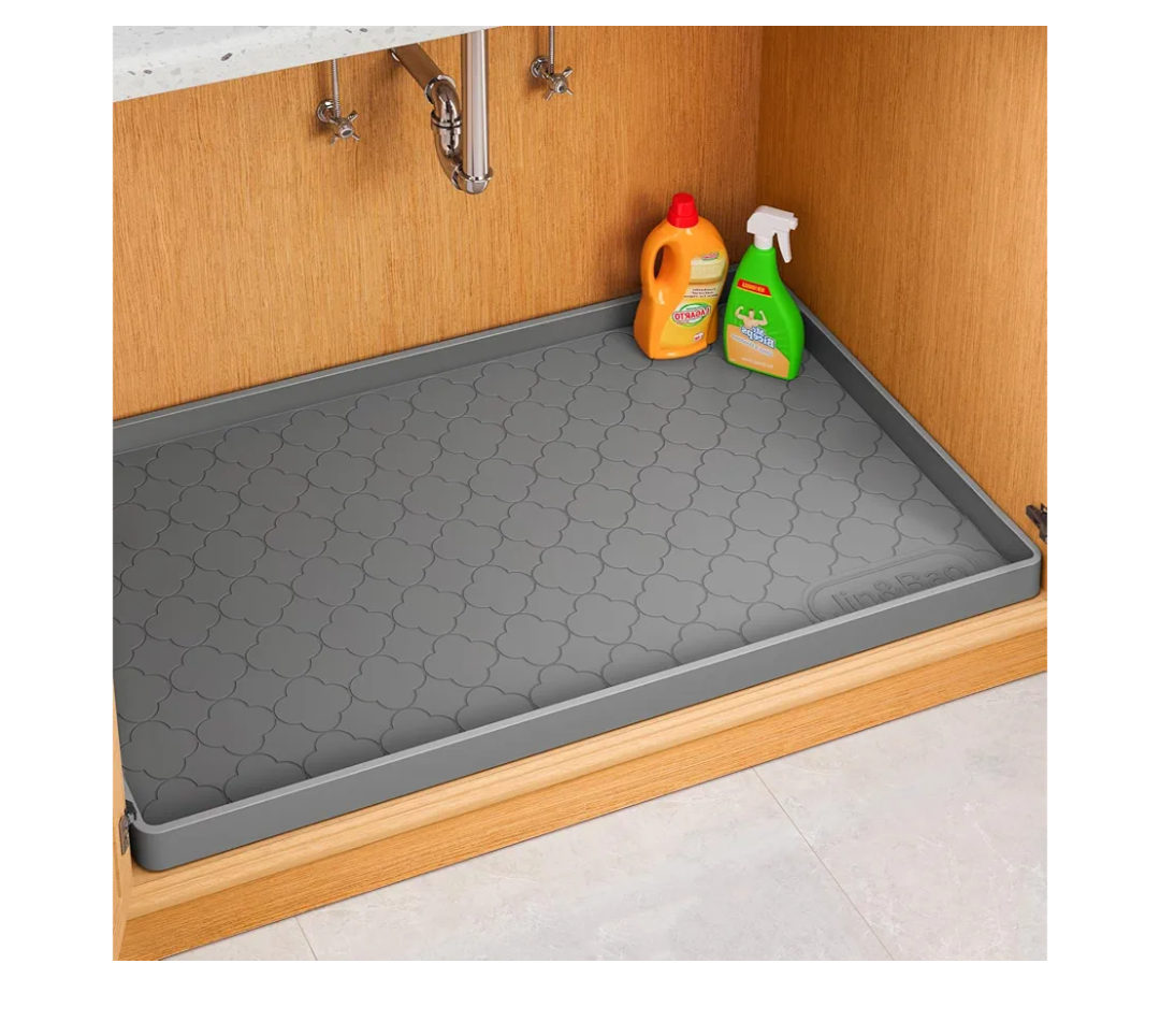 Jin&Bao Waterproof Under Sink Mat 40" x 19", Thick Silicone Mat Cabinet Protector for Kitchen and Bathroom, Shelf Liner, Home Organizer and Storage, Multipurpose Tray for Gadgets and Essentials