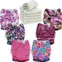 Mama Koala 6 Pack Reusable Cloth Diapers 3.0 for Babies Girls Newborn, One-Size Adjustable Baby Diaper, Durable Stitching, Back Opening for Inserts, Breathable Awj Lining, Leak Prevention-Purple One