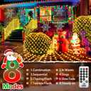 KNONEW Christmas Net Lights 420 LEDs 13ft x 6.6ft Outdoor Mesh Lights Connectable Waterproof 8 Modes & Timer Plug-in Net Fairy Lights for Bushes Garden Party Wedding Holiday,Warm White
