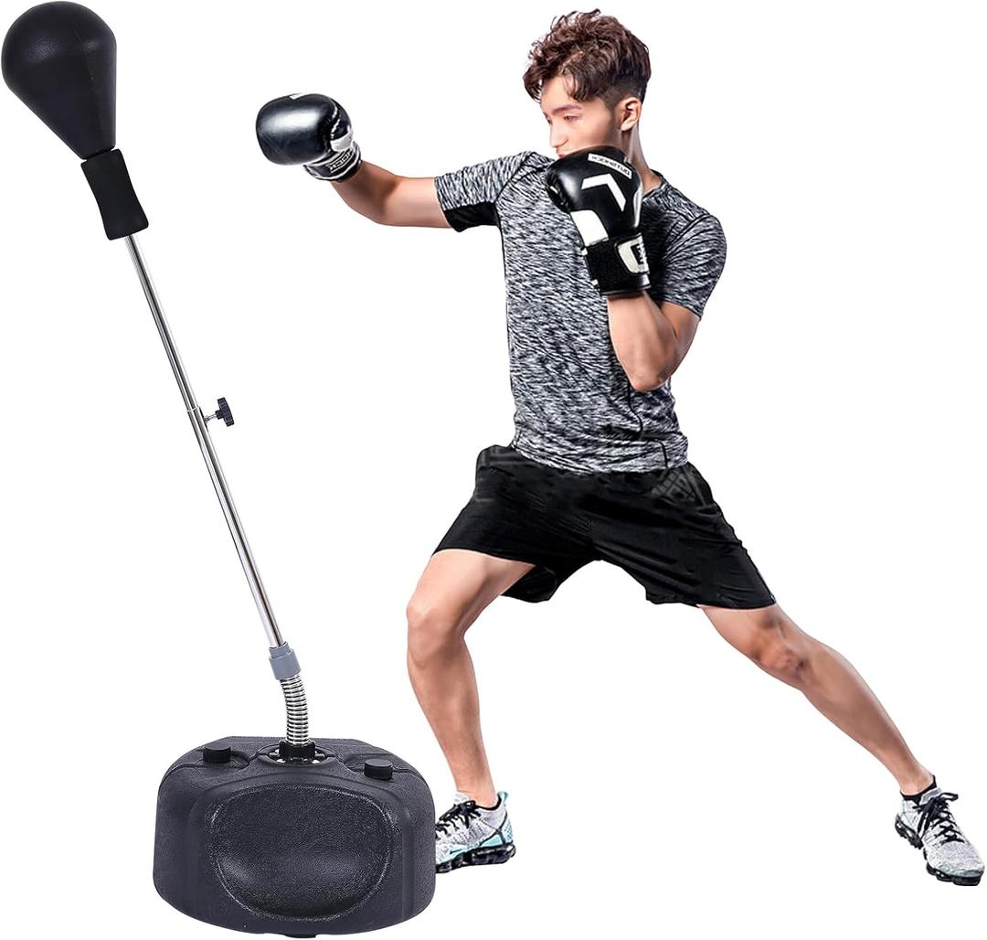 Stiatu Punching Bag with Stand, Heavy Boxing Bag Height Adjustable Reflex Bar and Speed Punching Bag for Adults & Youth, Home Gym Training Equipment for MMA Fitness Stress Relief, Pro