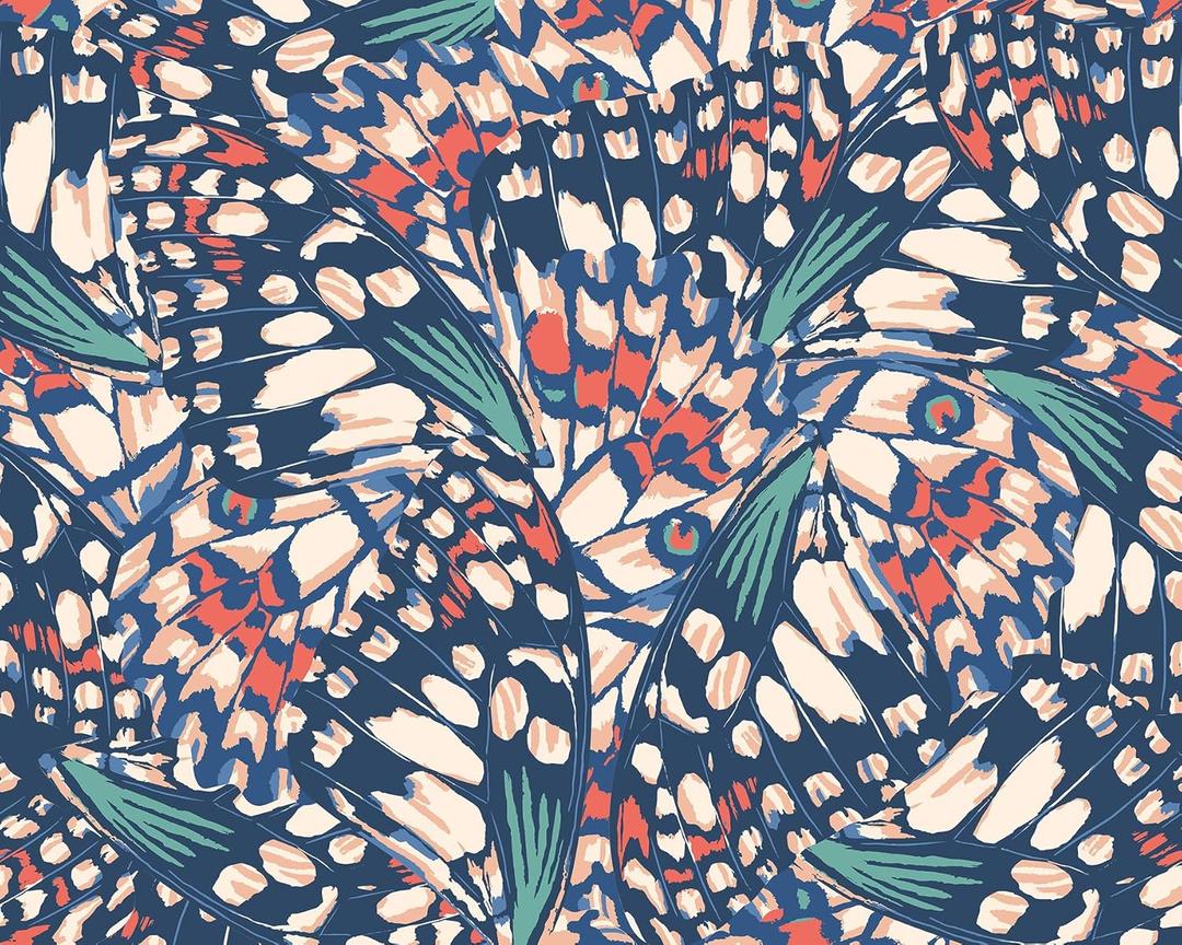 Butterfly Wings Navy Wall Mural, MUR361M (Blue)