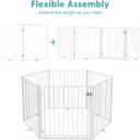No Pawblems Free Standing Dog Gate, 36'' Tall Foldable Dog Fence for Indoor & Outdoor, Up to 52 Inch Extra Wide Puppy Gate for Stairs, Hallways, Doorways, Deck, Yard (White, 2 Panels)