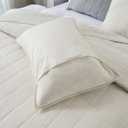 meadow park Stonewashed Linen Cotton Box Stitch Quilt and Matching Pillow Shams 3pcs Set, King Size, Beige Color.