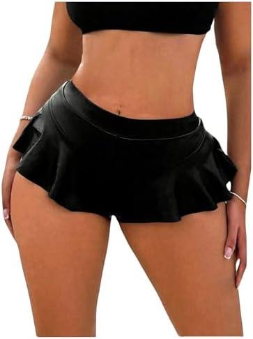Floerns Women's Plus Size Leather Ruffle Hem Rave Booty Shorts Hot Pants Dance Shorts Size XL