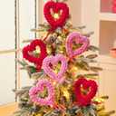 6 Pcs Valentines Day Tree Picks Large Red Pink Heart San Valentine Ornaments with Bow for Valentine's Day Tree Topper Decor Wedding Flower Arrangements Party Crafts Supplies