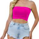 4 Pieces Tube Top Strapless Tops for Women Summer Bandeau Basic Crop Tops Sleeveless Shirt (S)