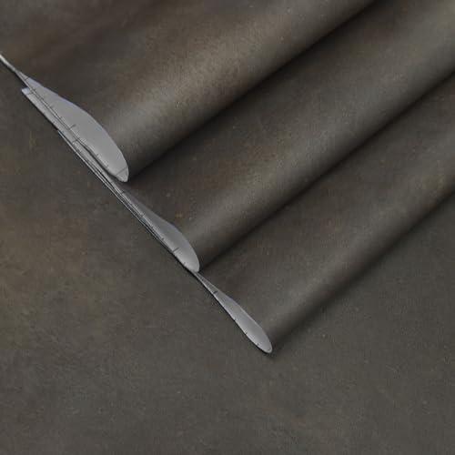 JSEVEM 16"×118" Thick Darker Black Brown Tan Grey Rusty Concrete Wallpaper Peel and Stick Waterproof Metallic Tan Charcoal Concrete Contact Paper Vinyl Adhesive Sticker for Bedroom Bathroom Gym Walls