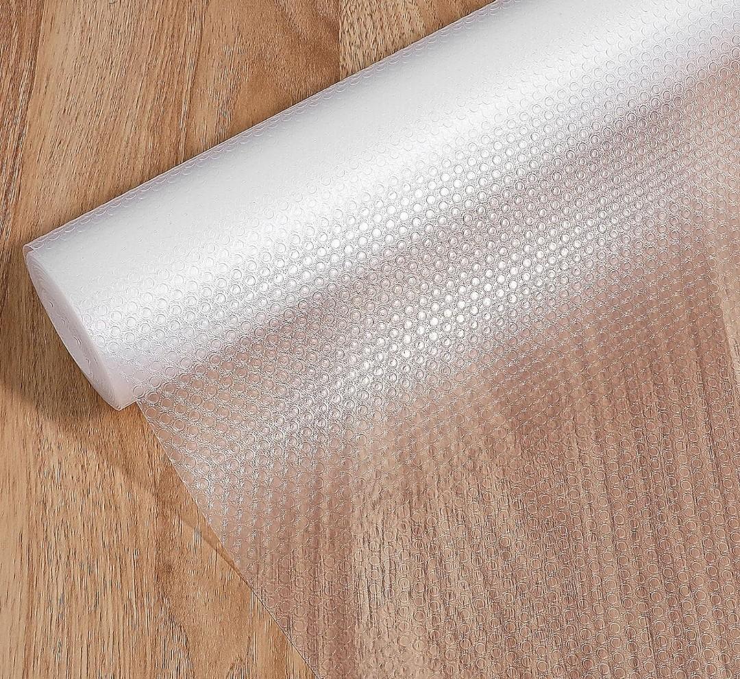 Non-Adhesive Shelf Liners for Wire Shelving, 18x197 Inch Waterproof Non-Slip Cabinet Liner, Easy to Cut, BPA-Free EVA for Clear Liner/Kitchen/Cabinet/Drawer
