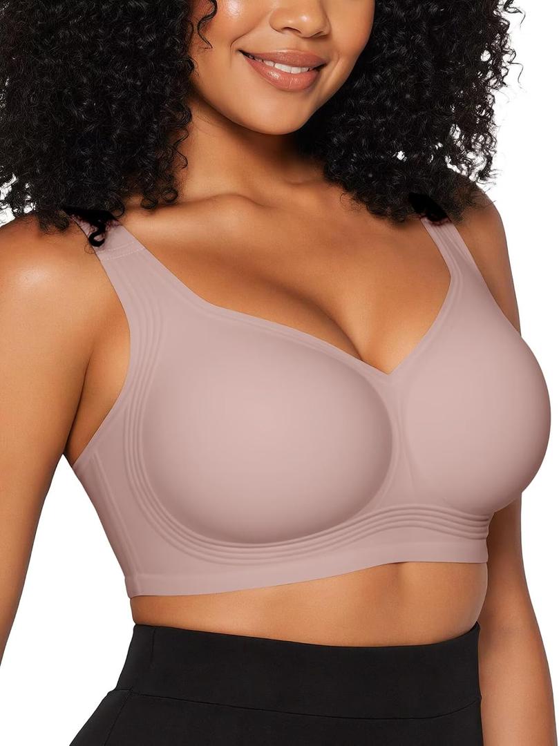 Vertvie Jelly Bras for Women Plus Size Minimizer Soft Wireless Push Up Bra Full Supportive Older Lift Back Coverage Bralette 42DD