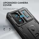 Dexnor for Samsung Galaxy A36-5G Case, [2 Front Frame] [Built-in Magnetic Slide Camera Cover & Kickstand] Heavy Duty Protection Shockproof Phone Case with Screen Protector, 6.7 inch Black