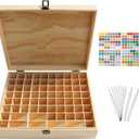 Pure Vie Wooden Essential Oil Storage Box Home Fragrance Carrier Case, Holds 74 Bottle (Fits 5-20ml) - Aromatherapy Organizer Makeup Nail Polish Perfume Container - Keep Your Oil Safe & Space Saver (74 slot)