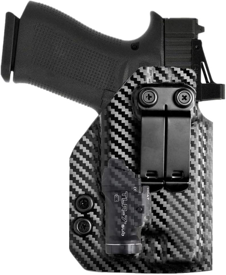 kydex IWB Holster for Glock 43x 48 Mos Sig Sauer P365 P365XL with Streamlight Sub TLR-7 500 Lumens Pistol Light Flashlight