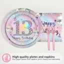 96Pcs 13th Birthday Party Decorations for Girls Teenager Plates and Napkins Iridescence Silver Pink 13th Tableware for Teenager Girls Thirteen Birthday Party Decorations Serve 24