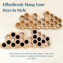 Decorative Honeycomb Magnetic Key Holder for Wall - Heavy Duty Organizer, Multi Hanger, Wood Rack, Modern Mount (Brown)
