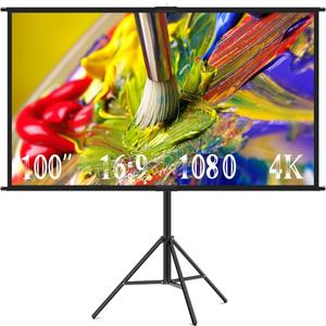 Towond Projector Screen with Stand, 100 inch Portable Movie Screen for Outdoor Indoor Use, 16:9 4K HD Wrinkle-Free and Foldable Polyester Fabric with Carry Bag for Home Theater Towond Projector Screen with Stand, 100 inch Portable Movie Screen for Outdoor Indoor Use, 16:9 4K HD Wrinkle-Free and Foldable Polyester Fabric with Carry Bag for Home Theater