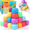 DIYDEC 24 Pcs Stress Cube Toys 8 Colors Slow Rising Stress Balls for Kids Classroom Prizes Goodie Bags Squeeze Stretch Fidget Balls for Party Favors Adults Stress Relief