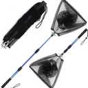 Fishing Net with Long Robust Telescopic Handle for Freshwater and Saltwater,Extend to 50.8 Inch,Foldable Nylon Mesh Landing Net