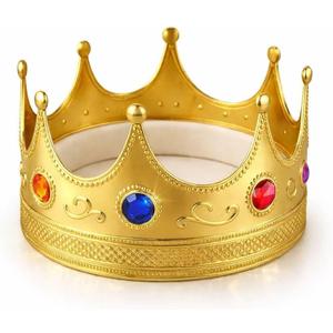 Adorox Gold Royal King Plastic Crown Prince Costume Accessory (24k)