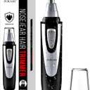 Ear and Nose Hair Trimmer Clipper - 2025 Professional Painless Eyebrow & Facial Hair Trimmer for Men Women, Battery-Operated Trimmer with IPX7 Waterproof, Dual Edge Blades for Easy Cleansing Black