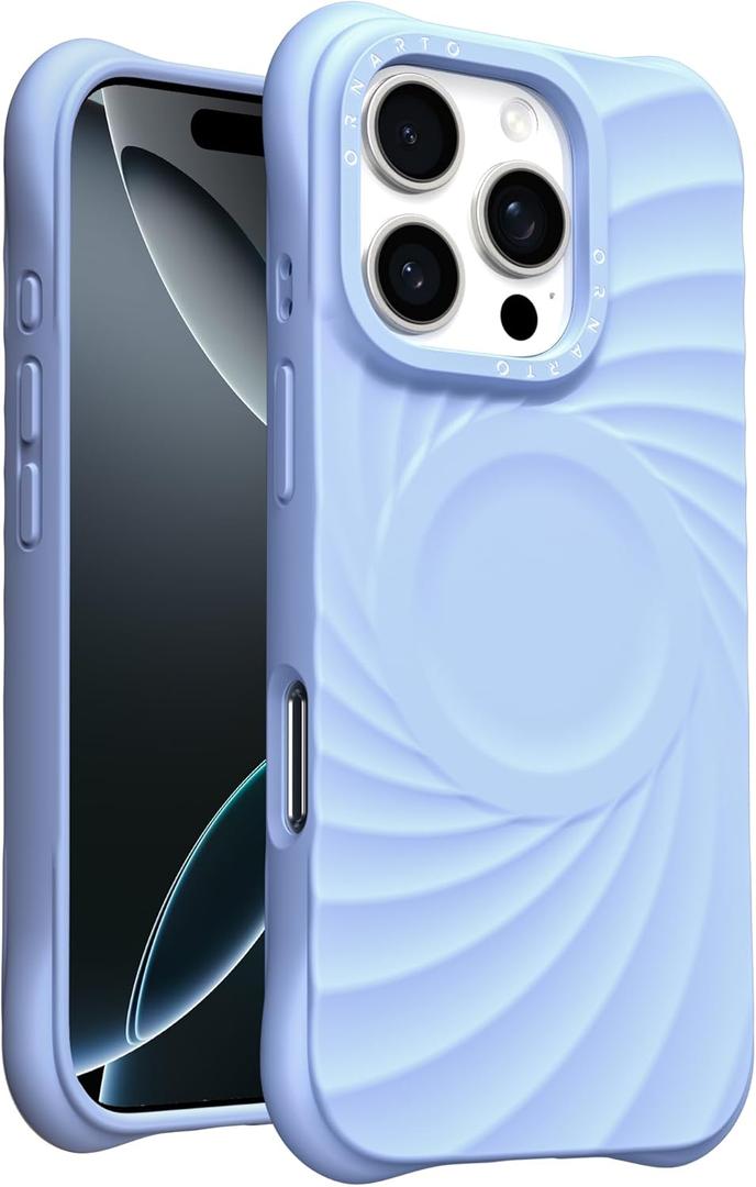 ORNARTO Vortuxe for iPhone 16 Pro Case 6.3" | 2X MIL-STD Drop Protection | Compatible with MagSafe | Sleek Aesthetic Liquid Silicone Phone Cover - Sky Whisper
