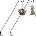 Frienda 43inch 2 Pack Heavy Clamp on Deck Hook, Multi Use Hook Kit, Non Slip Clamp, Black for Bird Feeders, Planters, Baskets, Lanterns, Wind Chimes