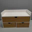 Desk Organizer with Drawers - Bamboo Desktop Organizer Storage | White-Natural Wood Desk Drawers Organizer for Bills, Office Supplies, Cosmetics, Seals No Assembly Required