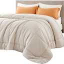 Bedsure Comforter Duvet Insert - Quilted Comforters Queen Plus Size, All Season Duvet, GentleSoft Down Alternative Bedding Blanket, with 8 Tabs, Gifts for Women/Men,Linen,Queen Plus 90 x 90 Inches