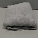 ANWUCHEN Ottoman Cover - Stretch Knitted Jacquard Square Slipcover - Soft Thick Storage Foot Stool Cover X-Large Light Gray