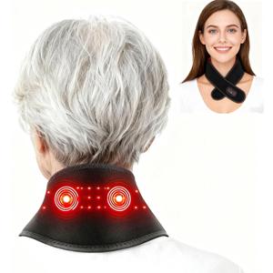 Neck Massager with Heat and Vibration Massage, Cordless Neck Heating Pad for Pain with 660nm 850nm Red Light, Heated Neck Brace Wrap for Women Men, Christmas Gifts for Mom Dad
