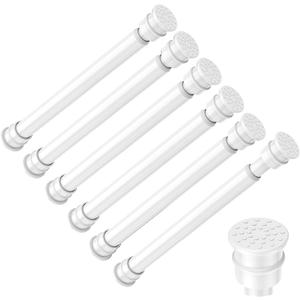 Fvonzon 6 Pack Small Tension Rods 8-12.5 Inch, Thin Tension Curtain Rod, Mini Spring Rod for Closet, Cabinet & Kitchen, Tiny Curtain Rod Tension, Short Closet Rods, White