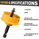 KATA Impact Hole Saw Set - 3PCS Thin Wall Hole Saw Kit Electric Tool Hole Cutter Drill Bit 7/8", 1-1/8", 1-3/8" (22-29-35mm) for Plumber - 1/4" Hex Shank, Variable Pitch Teeth for Plastic and Metal