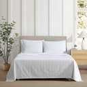 Eddie Bauer - Sheet Set, Luxurious Cotton Percale Bedding with Matching Pillowcases, Crisp & Cool, Fully Elasticized (Arden Stripe Grey, King)