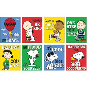 Eureka Peanuts Mini Classroom Poster Set for Teachers, 11" x 14", 8 Pieces