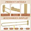 Zonon U Shape Room Divider Rod 6.56 ft, Metal Support Wall Mounted Privacy Partition Curtain Rod for Fitting Room Beauty Salon Bedroom Spa Shower(Gold)